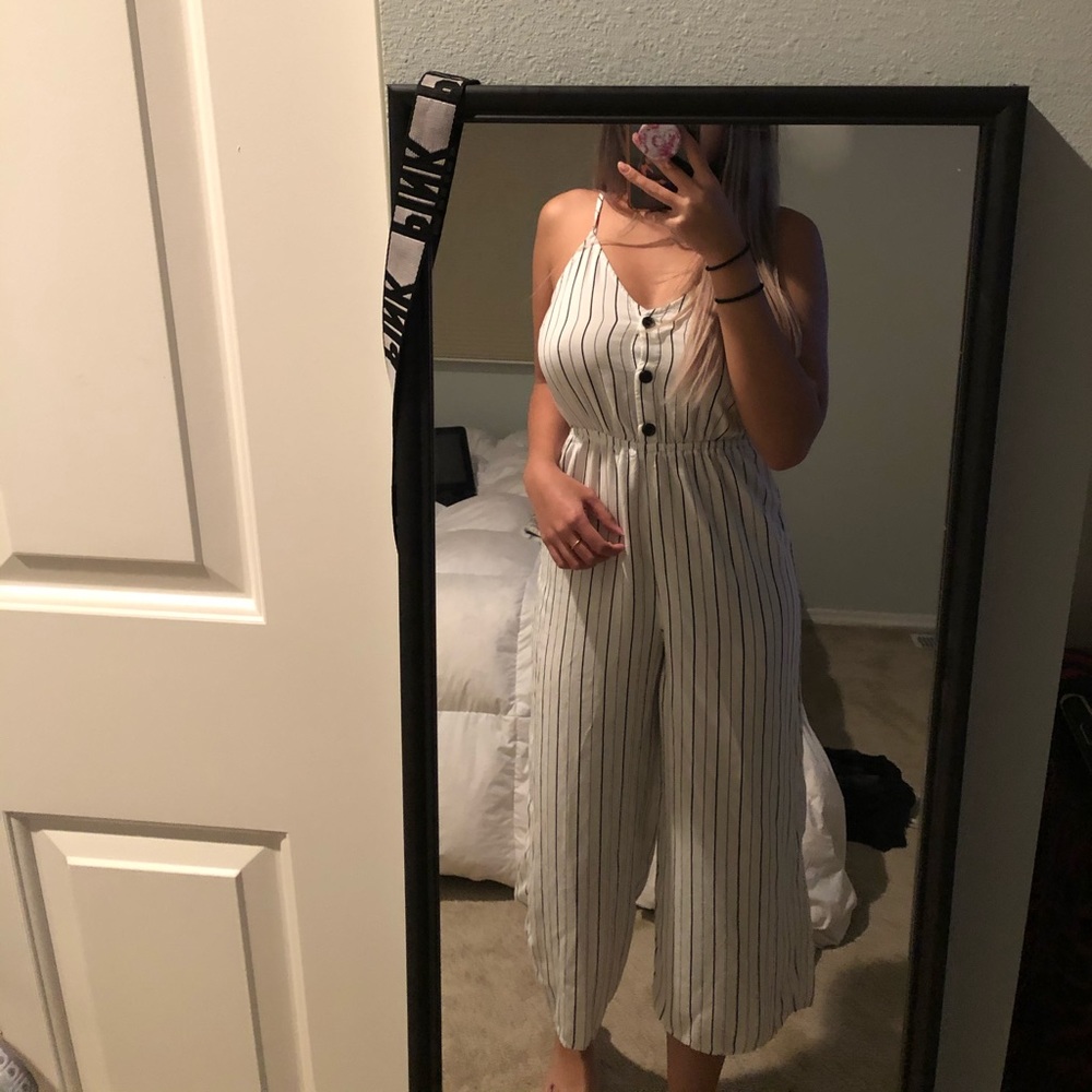 H&M white and black jumpsuit